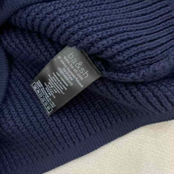 NWT Ba&sh LOUMAN Long-Sleeve Knit Cardigan - Navy - Picture 9 of 9